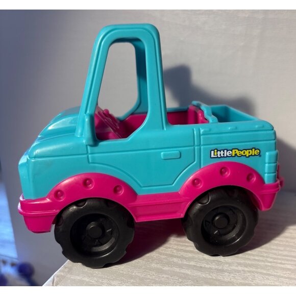 Little People Toy Set Of 3 Blue Truck Red Helicopter & Pink Ice Cream Truck - Picture 4 of 10